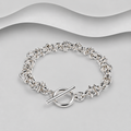 Solid 925 Sterling Silver Interlinked Bracelet with T-Bar Clasp