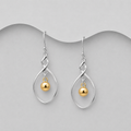 Handcrafted 925 Sterling Silver & 18ct Yellow Gold Two Tone Ball Drop Earrings