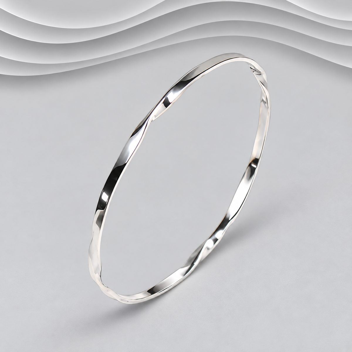 925 Sterling Silver Handcrafted Four-Twist Solid Bangle