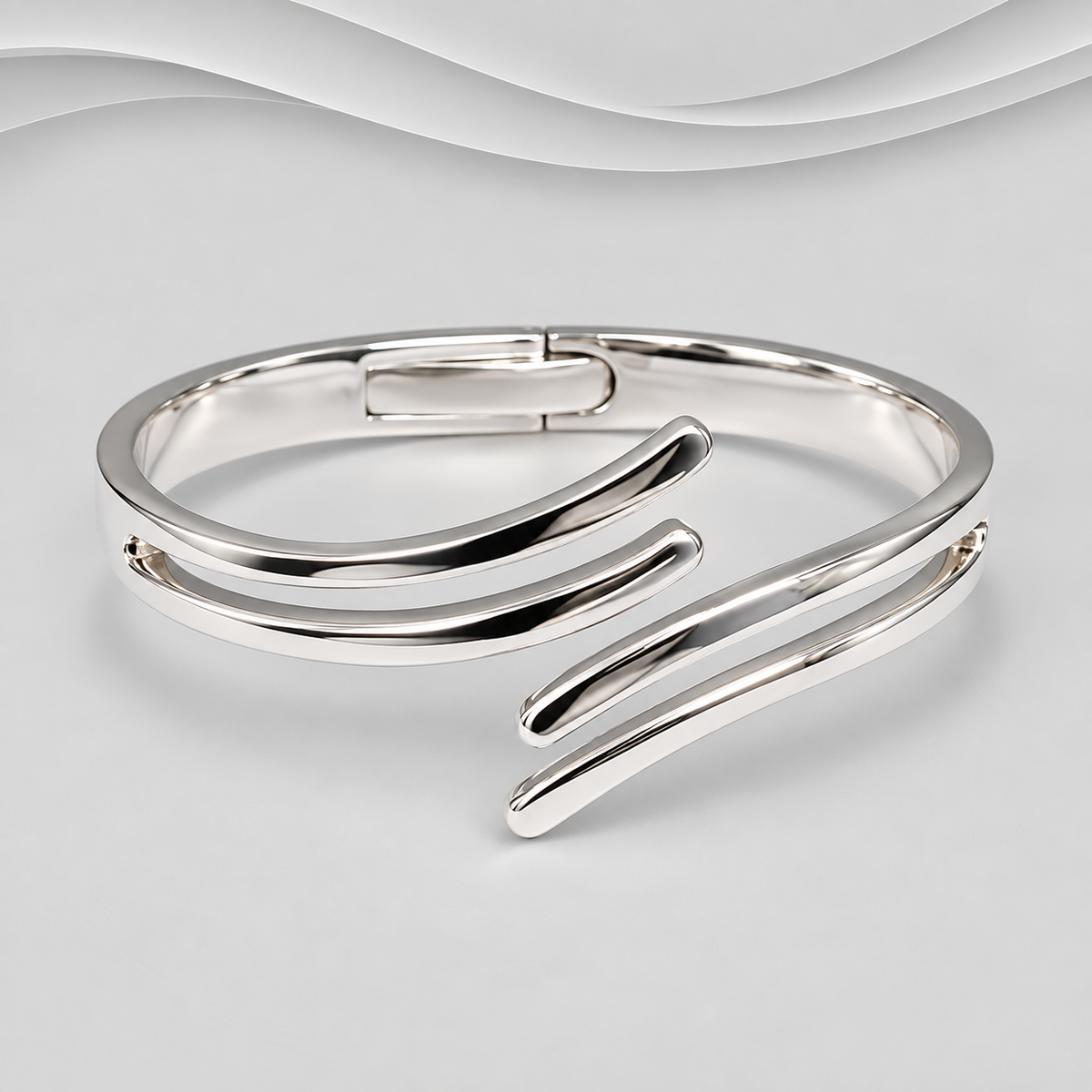 Hand Crafted Bangle: 925 Solid Sterling Silver Hinged Bangle. An Exclusive Design