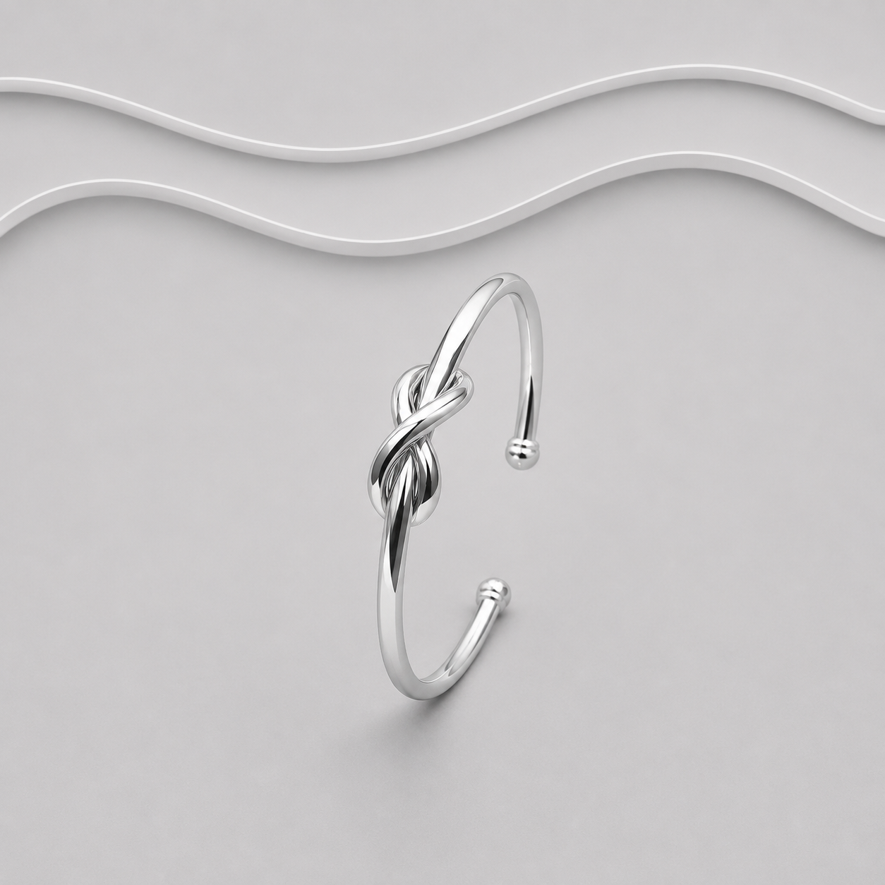 Solid 925 Sterling Silver Infinity Love Knot Cuff Bangle – Exclusive Design