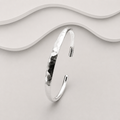 Solid 925 Sterling Silver Hammered Cuff Bangle – 60mm