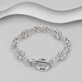 Handmade 925 Sterling Silver Spiral Link Bracelet with T-Bar Clasp