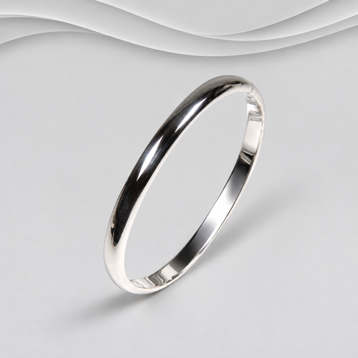 Handmade Oval Bangle: 925 Solid Sterling Silver with Concealed Clasp. Exclusive