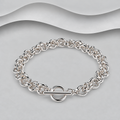 925 Sterling Silver Byzantine Link Bracelet with T-Bar Clasp