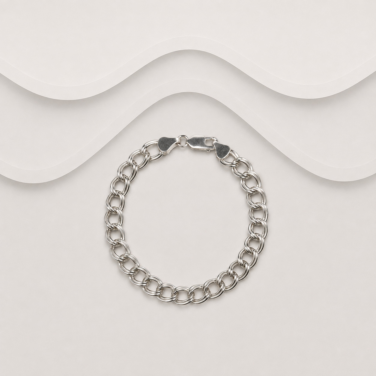 925 Sterling Silver Double Oval Link Bracelet