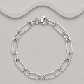 925 Sterling Silver Handcrafted Oblong Links Bracelet – Polished & Hammered