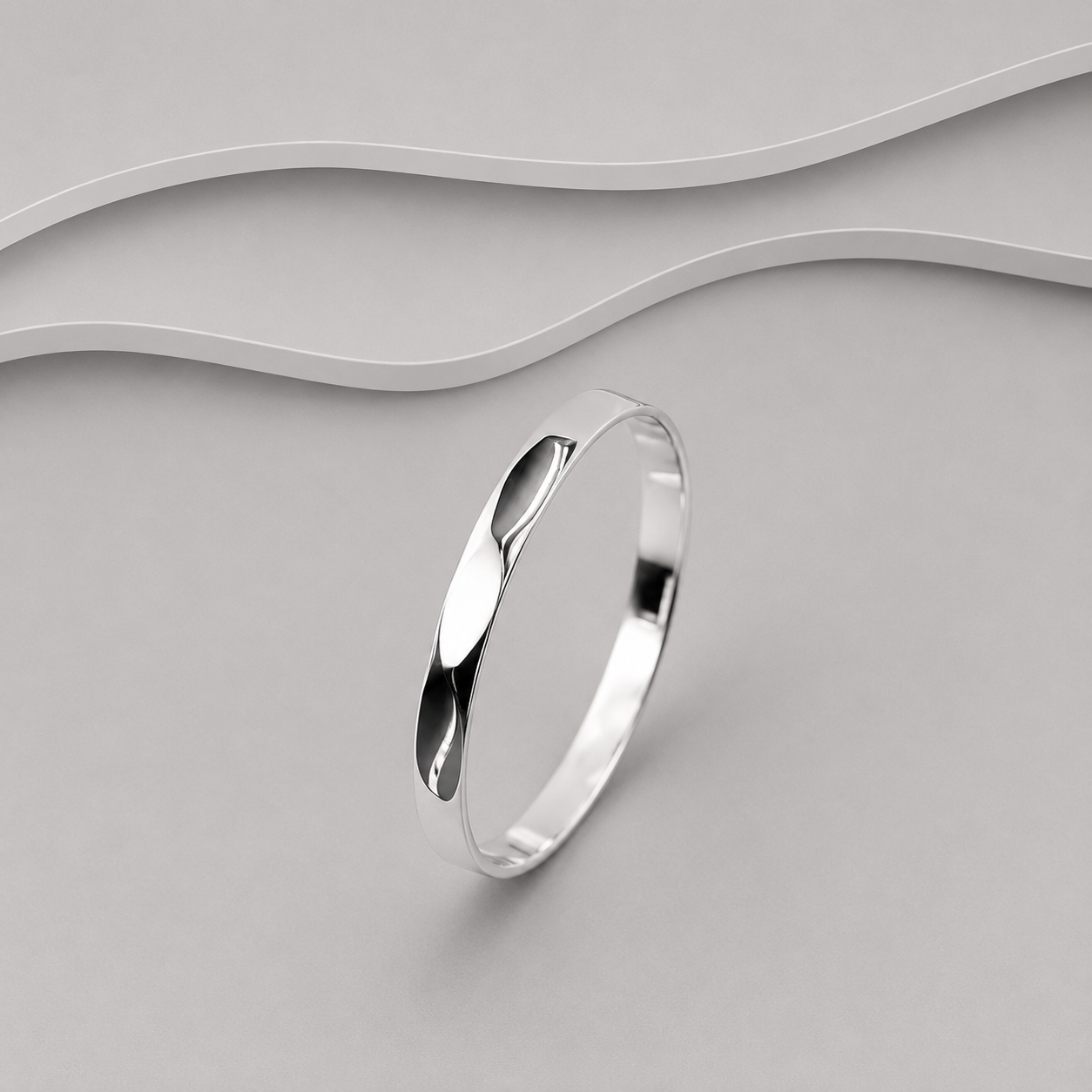 Solid 925 Sterling Silver Faceted  Round Polished Bangle  Exclusive Design & Timeless Shine