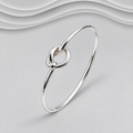 Hand-Crafted 925 Sterling Silver Heart Bangle with Elegant Infinity Twist