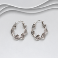 Hand Crafted 925Sterling Silver Oxidised Twisted Rope Design Hoop Earrings