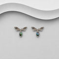 925 Sterling Silver Dragonfly Stud Earrings Decorated with Abalone
