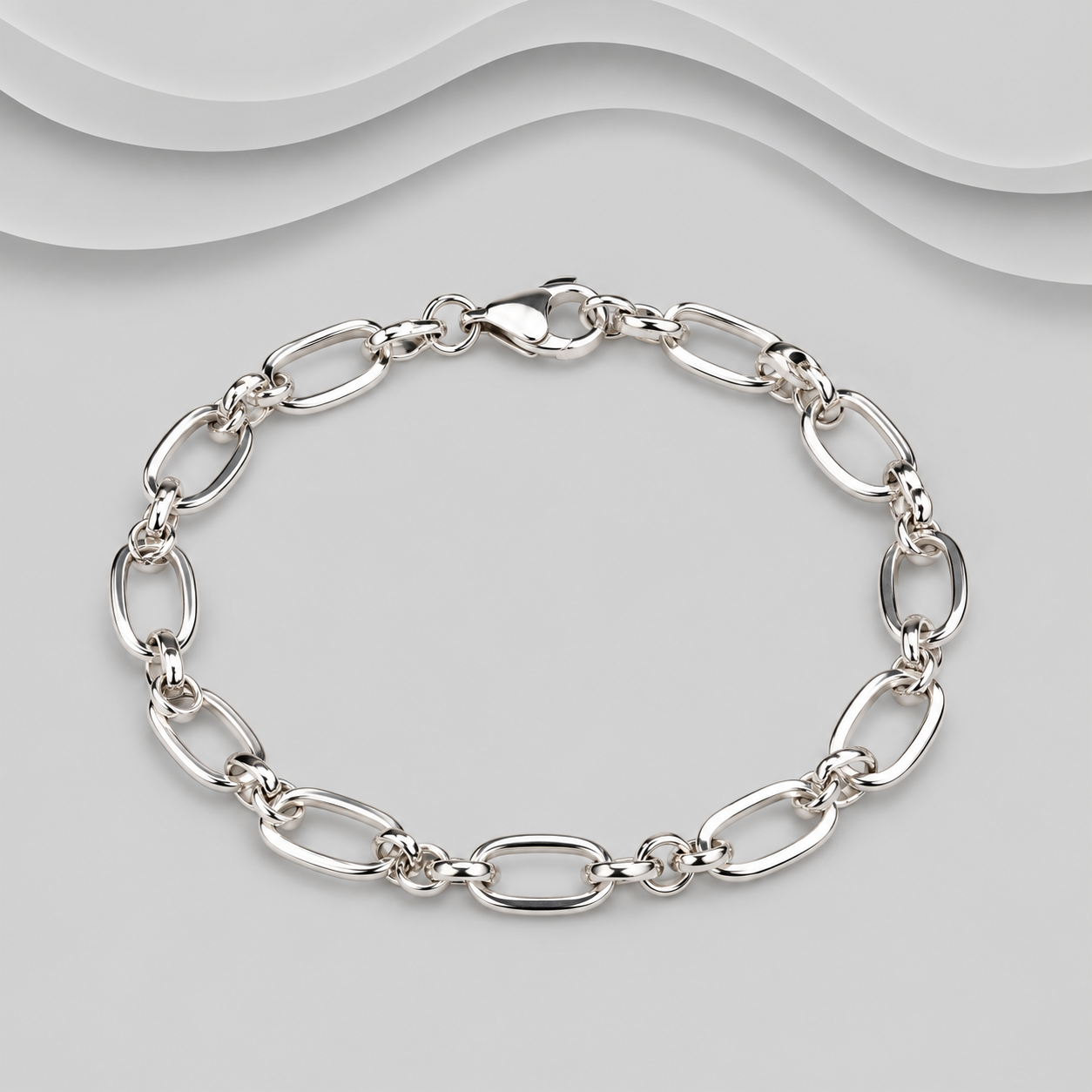 925 Sterling Silver Open Links Bracelet