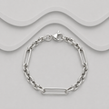 Oxidised 925 Sterling Silver Albert Type Links Bracelet | 8" | Handcrafted Exclusive Design