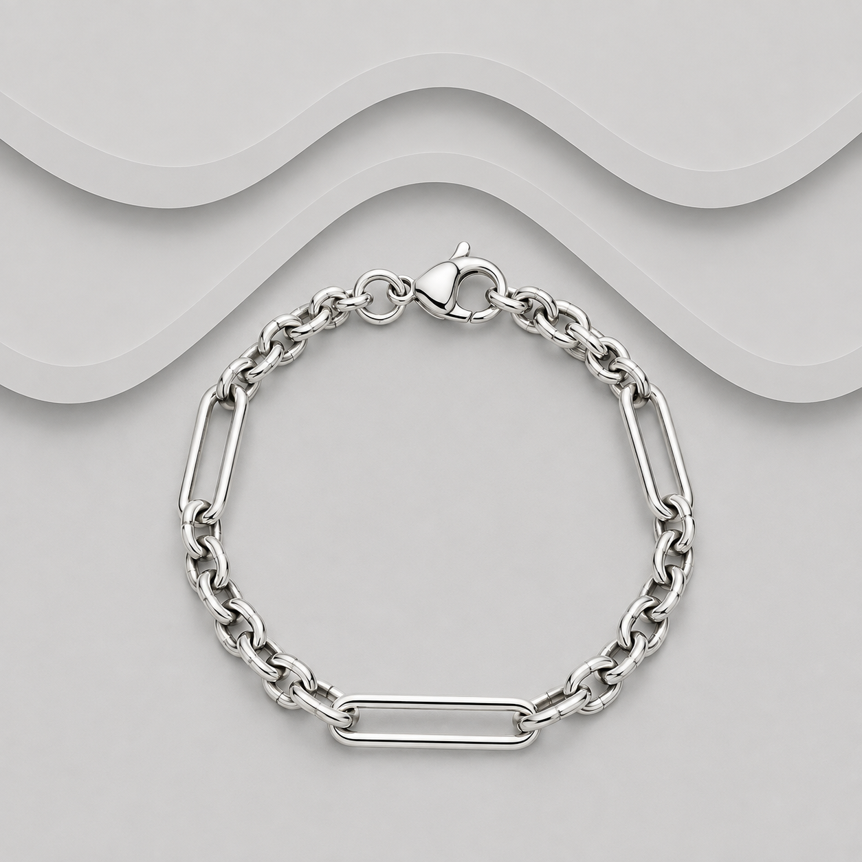 Oxidised 925 Sterling Silver Albert Type Links Bracelet | 8" | Handcrafted Exclusive Design