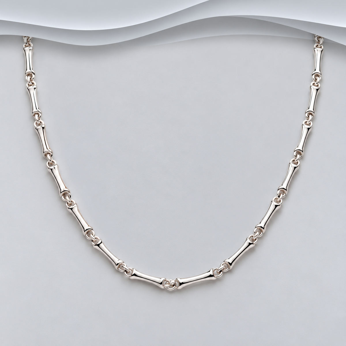 Handcrafted Solid 925 Sterling Silver Oblong Link Necklace