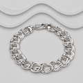 Solid Double Link 925 Sterling Silver Bracelet with Heavy Lobster Clasp