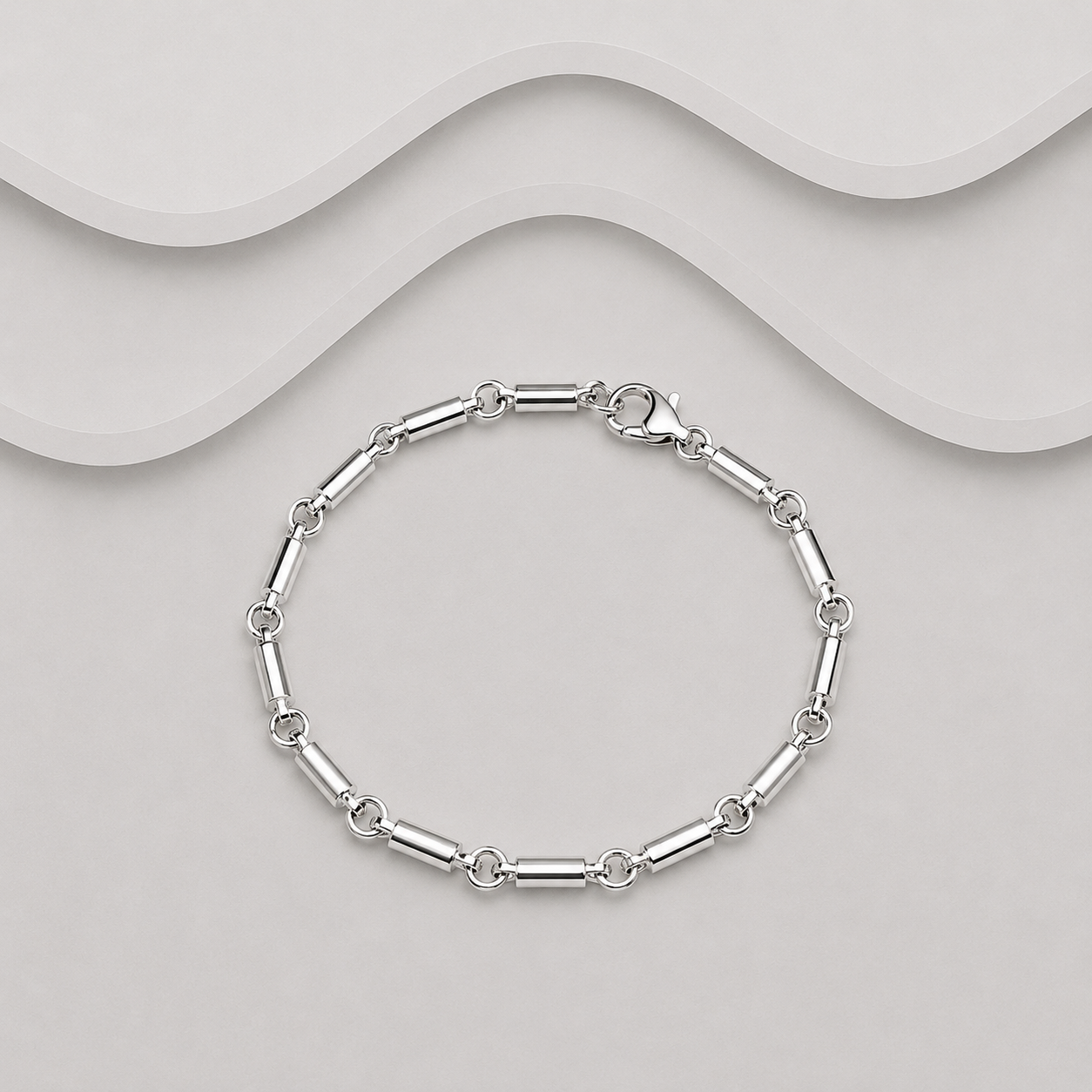 Solid 925 Sterling Silver Hand Crafted Barrel Link Bracelet