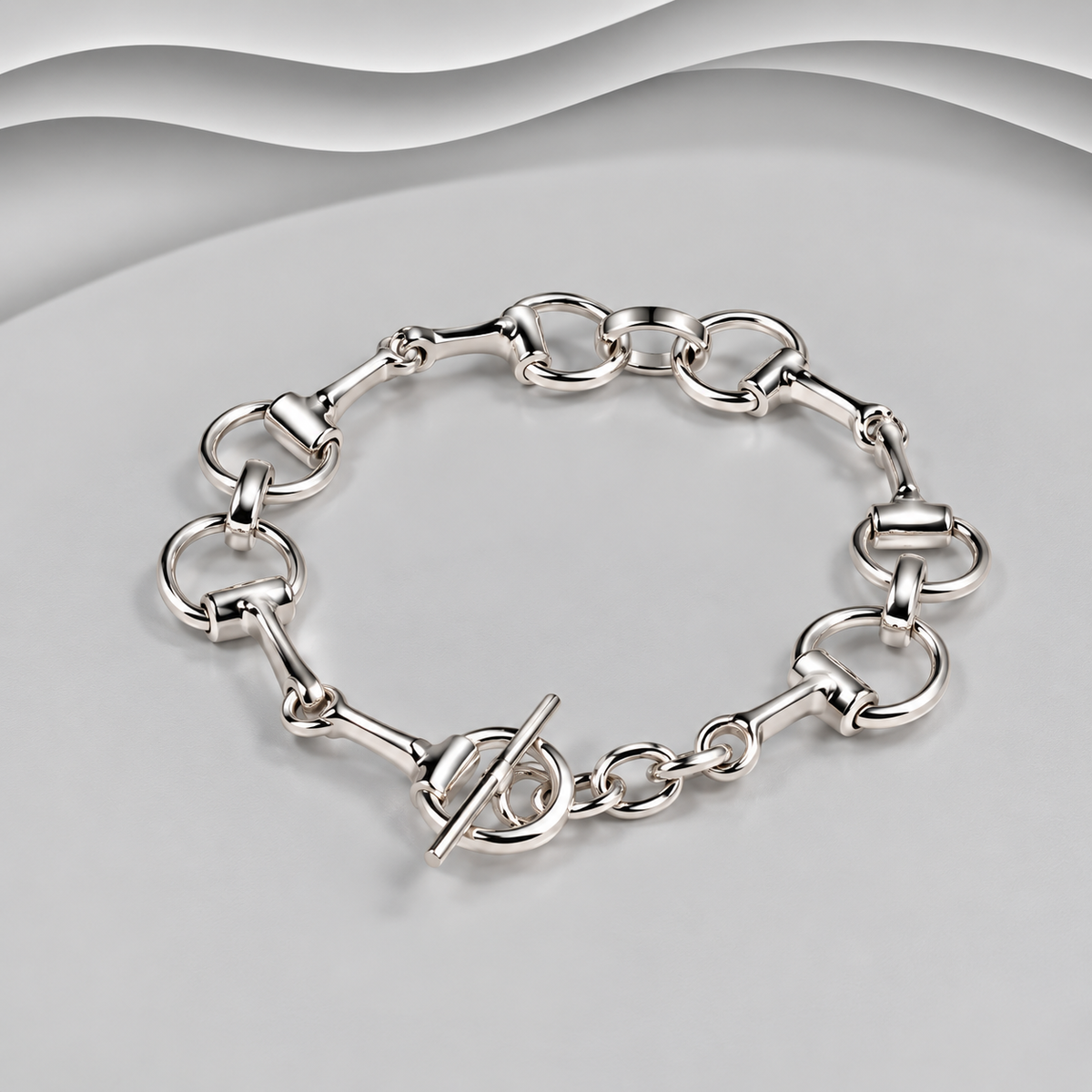 Solid 925 Sterling Silver • Hand Crafted • Horse Bit Design • Statement Piece • Highly Polished Finish • Toggle And Bar Fastening