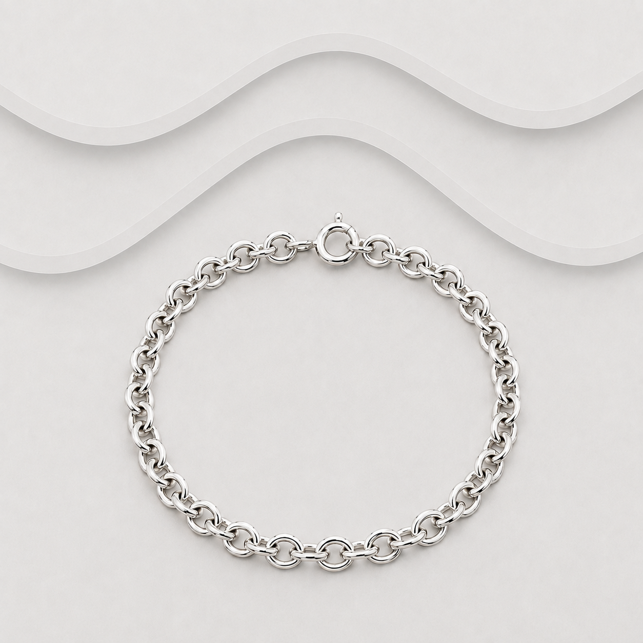 925 Sterling Silver Plain Oval Link Bracelet