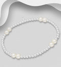 Elastic Bracelet Beaded with 925 Sterling Silver beads 4 mm and Freshwater Pearls 4 - 5 mm