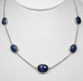 925 Sterling Silver Lapis Lazuli Necklace - 15 - 18"