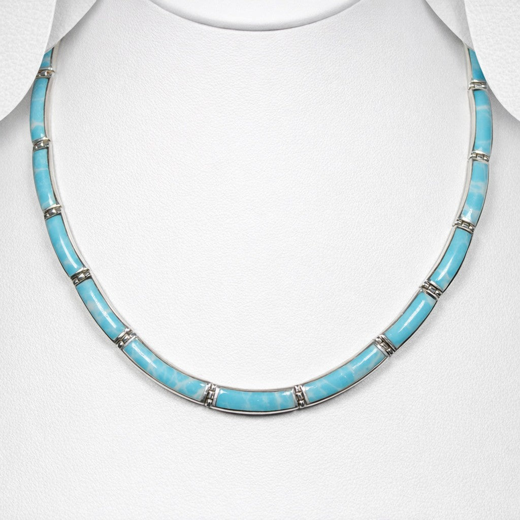 925 Sterling Silver Necklace Decorated With Turquoise Resin – Exclusive