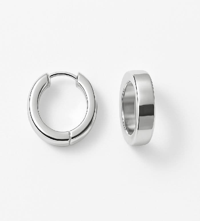 Exclusive 925 Sterling Silver Solid Hand-Crafted Designer Hoop Earrings, 7mm Width
