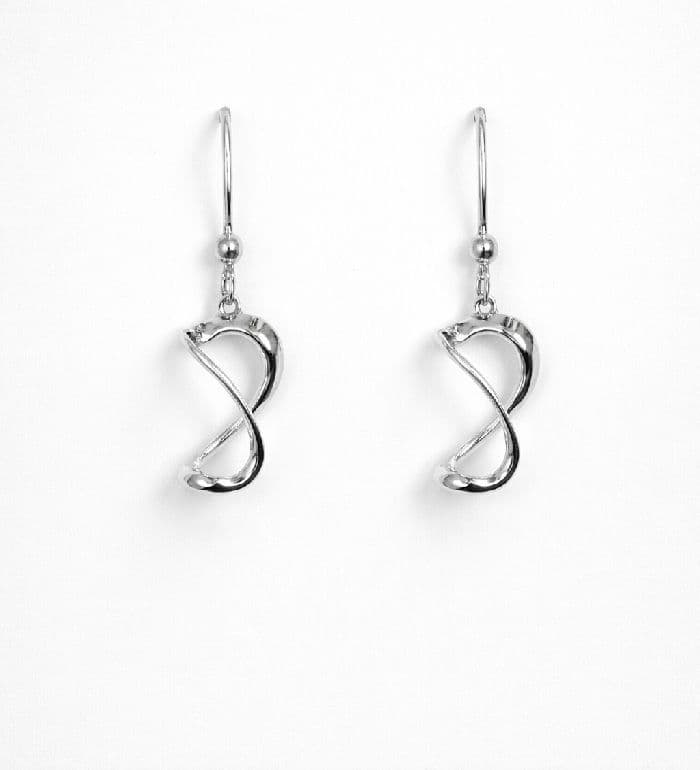 Exclusive 925 Sterling Silver Handmade Twisted Polished Drop/Hook Earrings