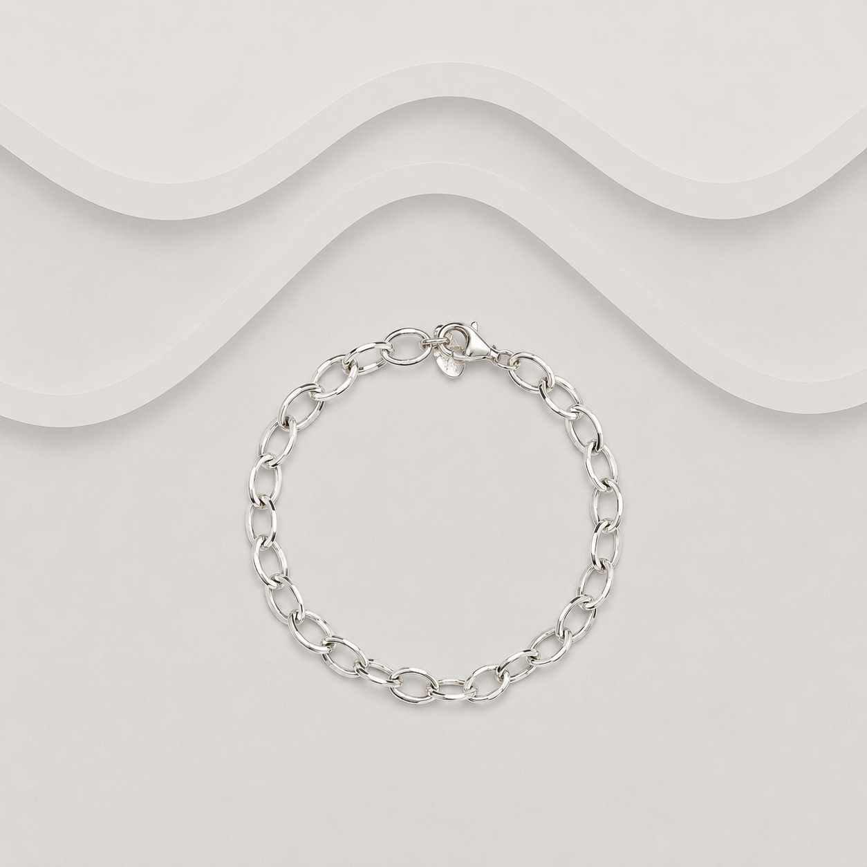 925 Sterling Silver Handcrafted Solid Oval Links Bracelet