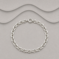 925 Sterling Silver Oval Lightly Hammered Belcher Chain Bracelet