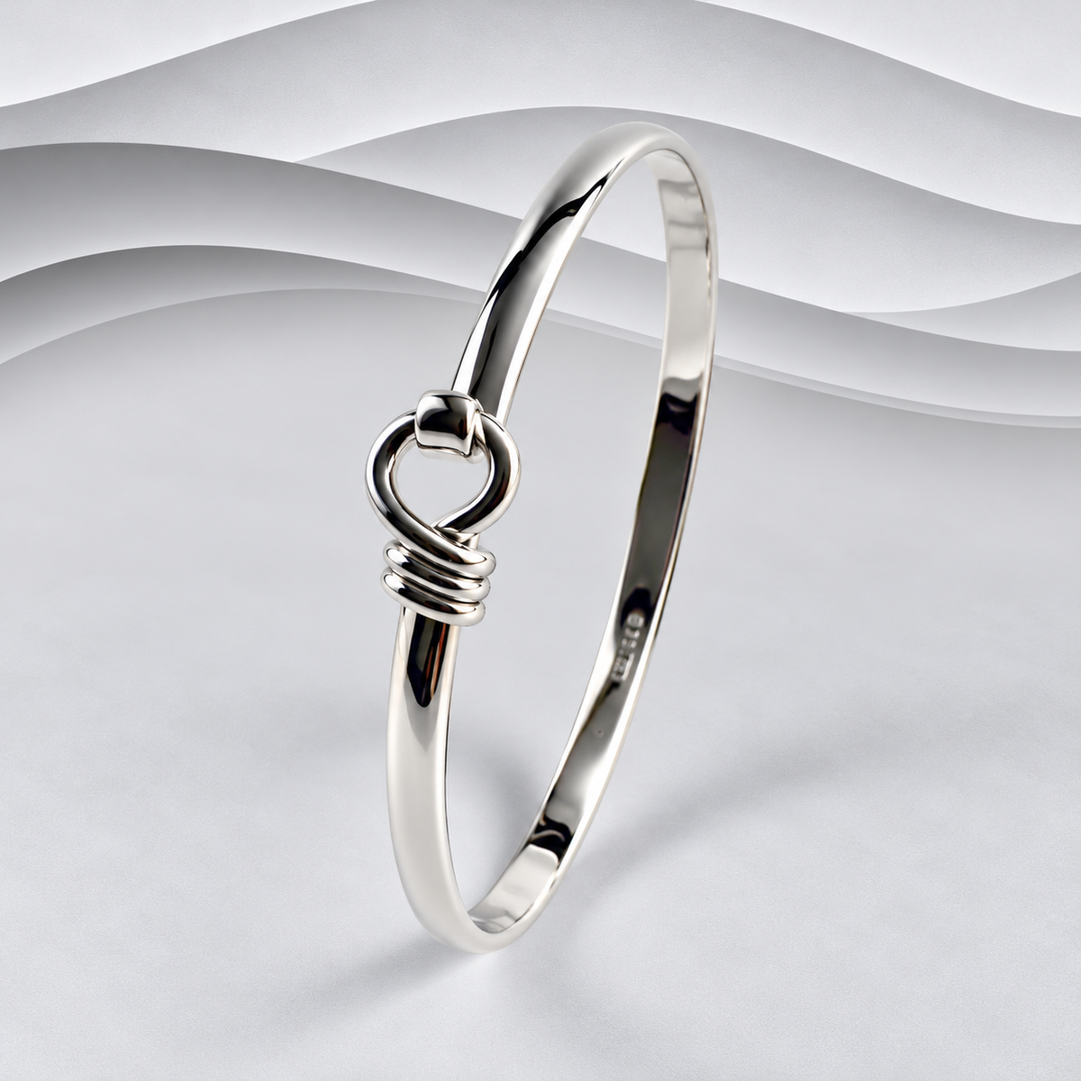 925 Solid Sterling Silver Designer Inspired Triple Twist Bangle