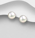 Fabulous 925 Sterling Silver Stud Earrings Adorned with AAA Freshwater Pearls (9-9.5 mm Diameter)