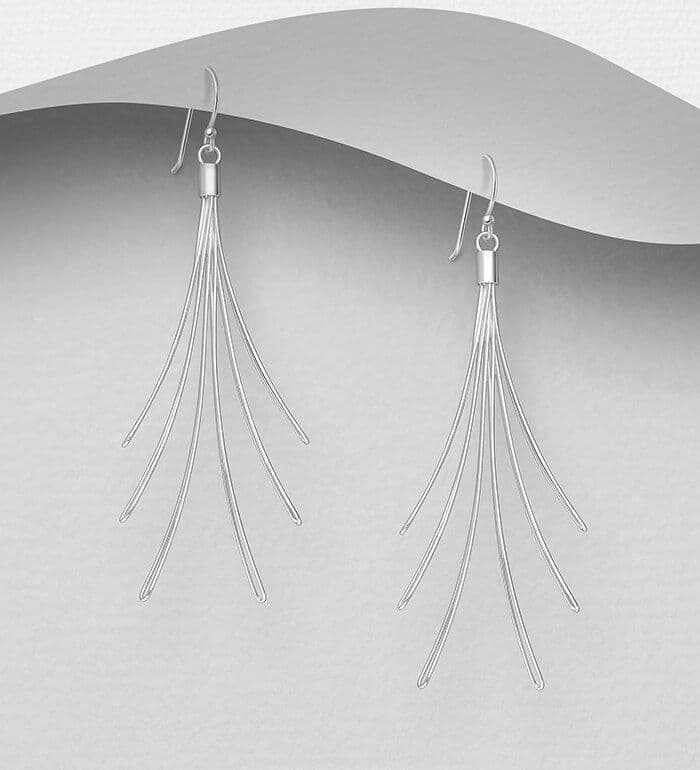 Hand crafted 925 Sterling Silver Solid Hand Crafted Twirl Threader  Drop Earrings
