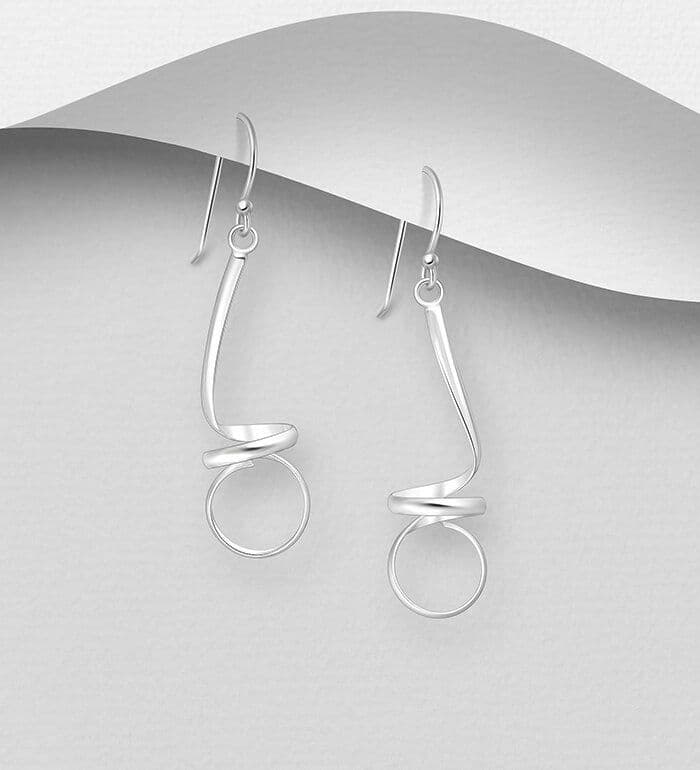 Hand-Crafted 925 Sterling Silver Twisted Hook/Drop Earrings