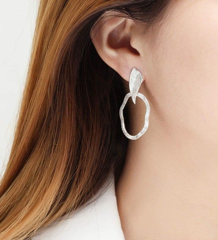 Hand Crafted 925 Sterling Silver Wavy Textured Stud Earrings  Artistic, Elegant & Uniquely Stylish