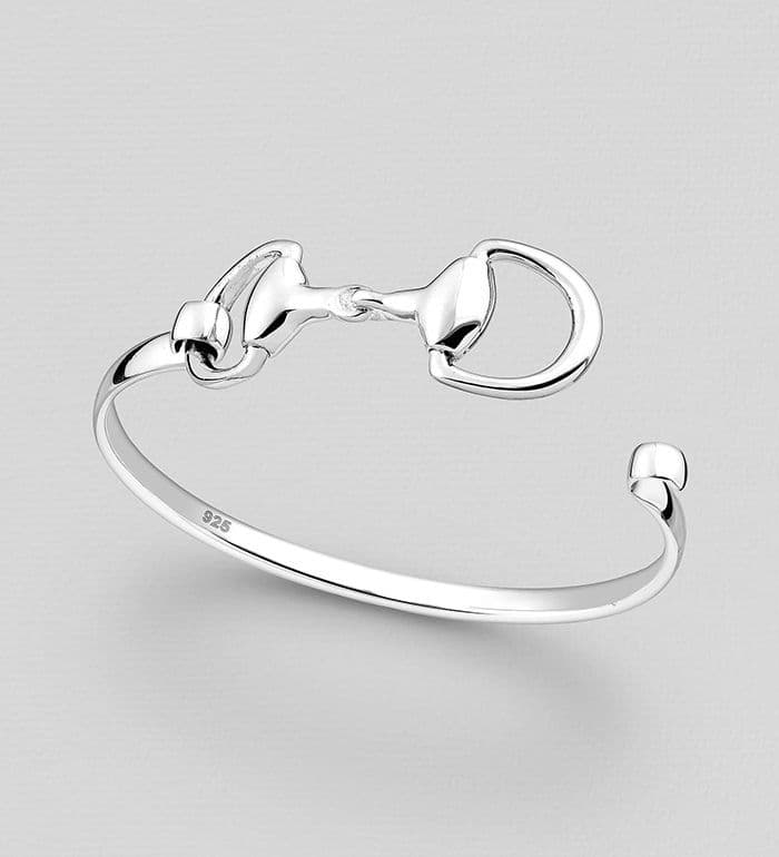 Hand Crafted Small Size 925 Sterling Silver Horse Snaffle Bangle - 18gm