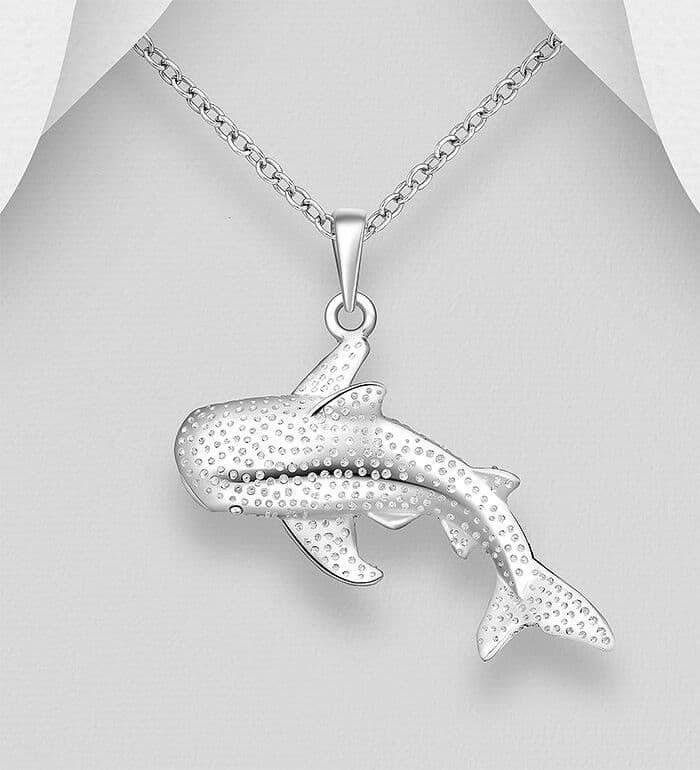 Handcrafted 925 Sterling Silver Whale Shark Pendant & Chain - Ideal Gift for Ocean & Whale Lovers