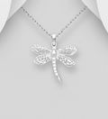 925 Sterling Silver Delicate and Enchanting Dragonfly Pendant & Chain