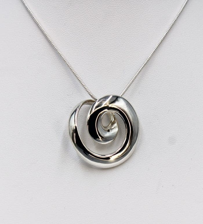 Luxury Hand-Crafted Designer Inspired  Swirl Pendant & Chain Set in 925 Sterling Silver - Exclusive