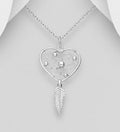 925 Sterling Silver Dream Catcher Pendant & Chain with Feather Adornment