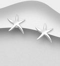 Small Polished 925 Sterling Silver Starfish PushBack Earrings