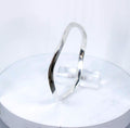 Solid 925 Sterling Silver Designer-Inspired Wavy Bangle  Exclusive Modern Elegance