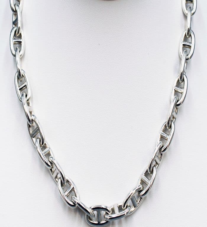 Solid 925 Sterling Silver Hand Crafted Designer Necklace - Hermes Style