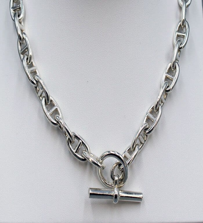 Solid 925 Sterling Silver Hand Crafted Designer Necklace - Hermes Style
