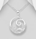 Solid 925 Sterling Silver Shell, Starfish and Wave Pendant & Chain