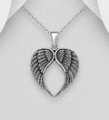 Solid 925 Sterling Silver Stunning Design Oxidized Wings Pendant & Chain