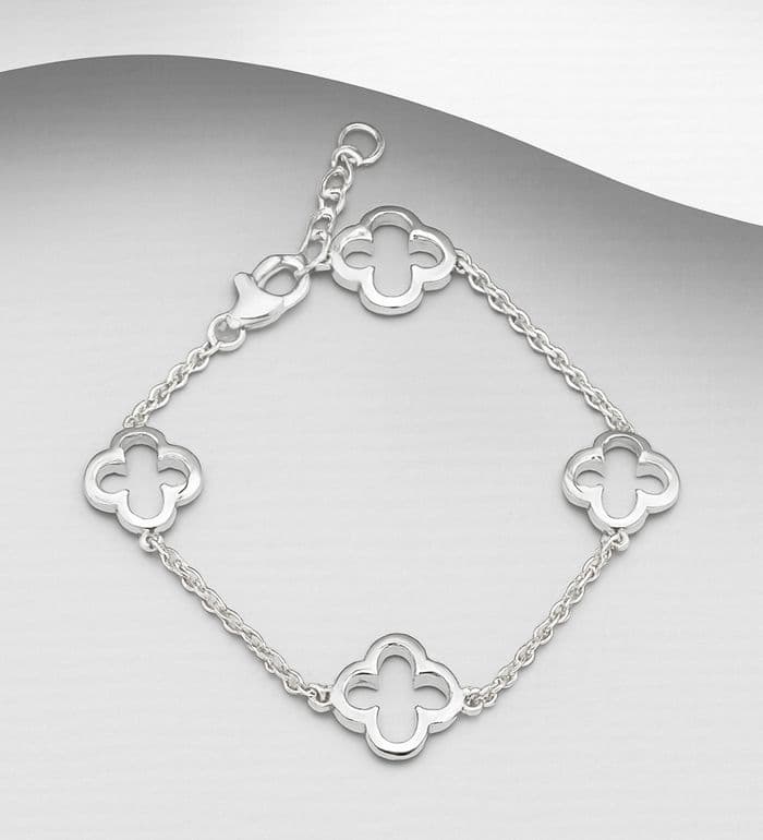 Solid 925 Sterling Silver Van Cleef Inspired Linked Bracelet - Exclusive