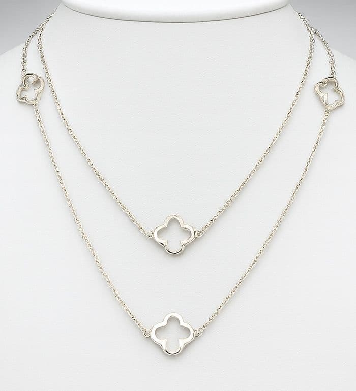 Solid 925 Sterling Silver Van Cleef Inspired Linked Necklace- Longer Length Available