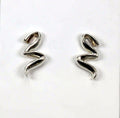 Solid Handcrafted 925 Sterling Silver Zig-Zag Stud Earrings  Bold, Modern & Unique