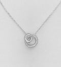 Stunning 925 Sterling Silver Circle Links Necklace with CZ Simulated Diamonds